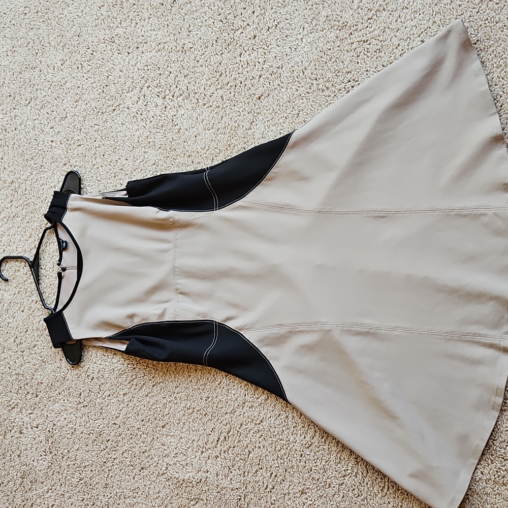 Ann Taylor Sleeveless Beige & Black Colorblock Dress
